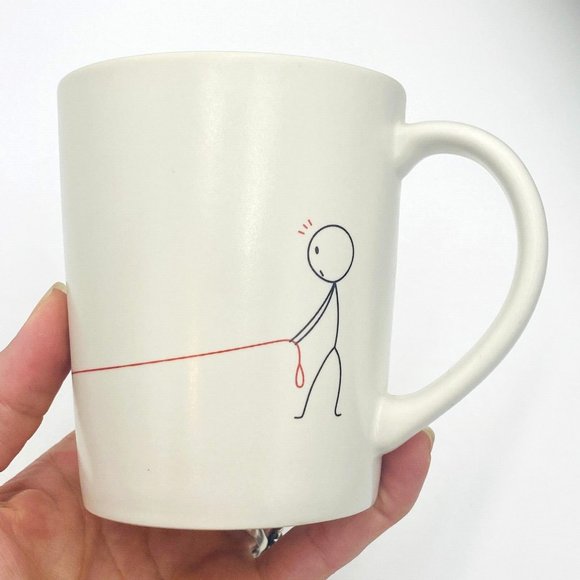 Human Touch Ceramic Mug, Treat it with Love, White with Stick Figure Graphic - Picture 7 of 8